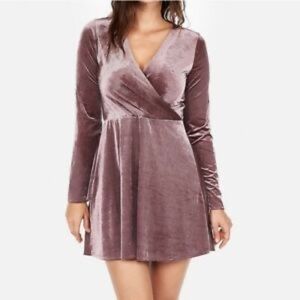 Mauve velvet corduroy faux wrap dress